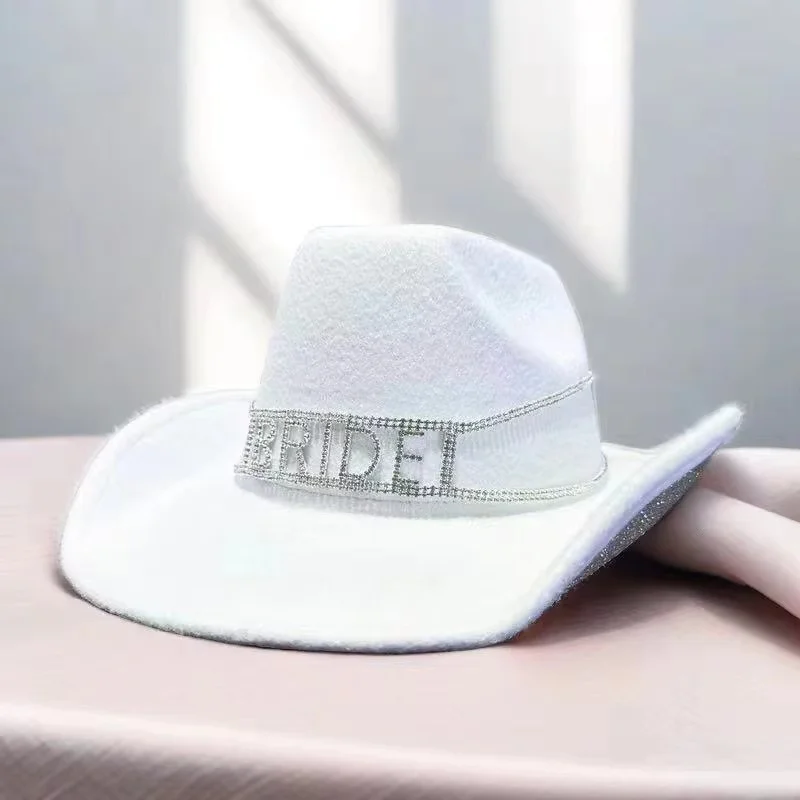 HongLuan Sombrero de disfraz con purpurina Sombreros de vaquero y adultos con diamantes de imitación para mujer, accesorios femeninos de cosplay de vaquero y gorra de vaquera