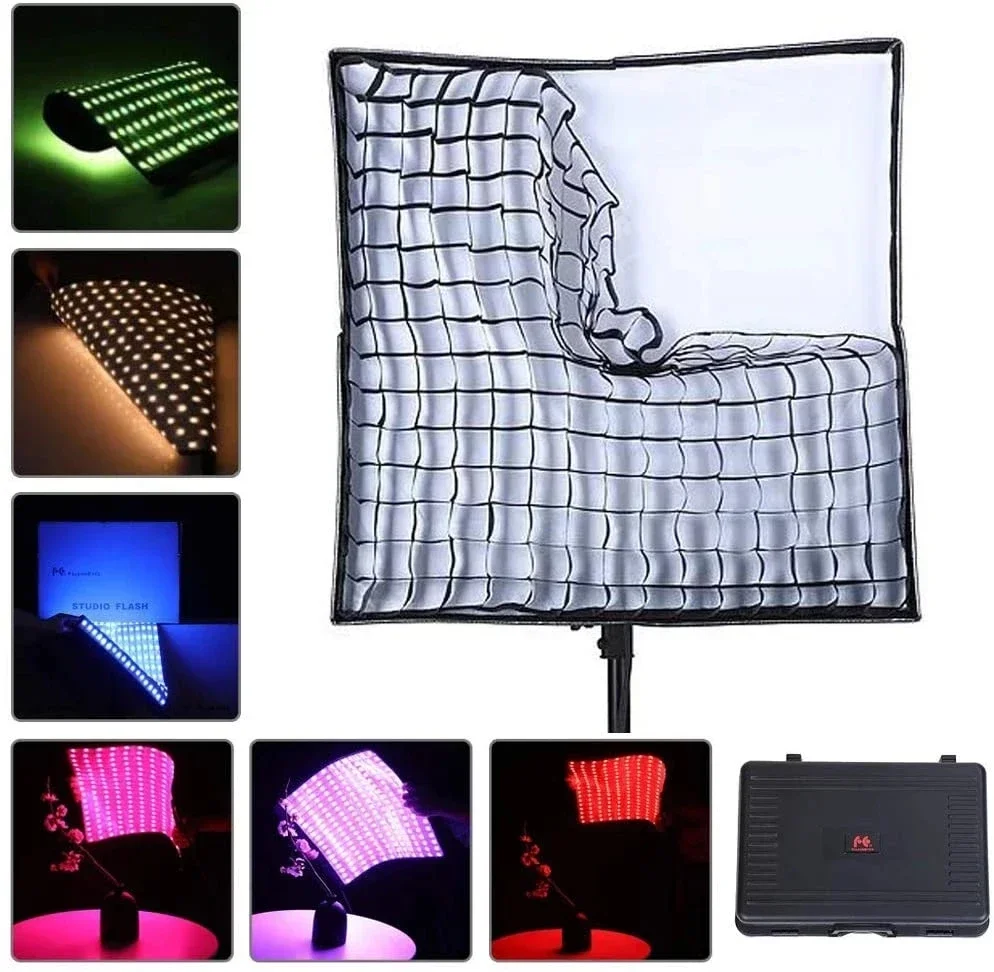 Falcon Eyes RX-824 RGB 150W 2800-10000K LED Photographic Studo Lighting with Honeyhomb Grid Softbox for Video/Movie Shooting