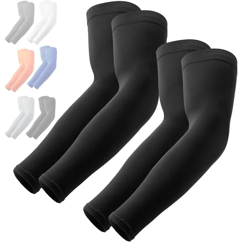 

2Pair Ice Fabric UV Sun Protection Arm Sleeves - Breathable Quick Dry Compression Sleeves for Cycling & Sports