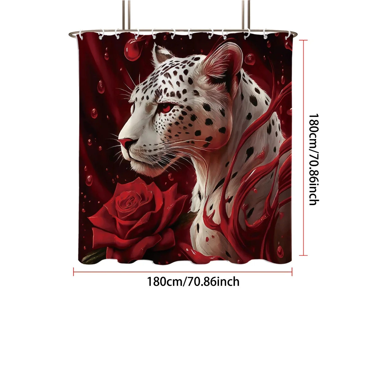 1pc Leopard Print Waterproof Shower  Bathe Partition Curtain with 12 Hooks Privacy Protection Multiple Sizes Easy Installation