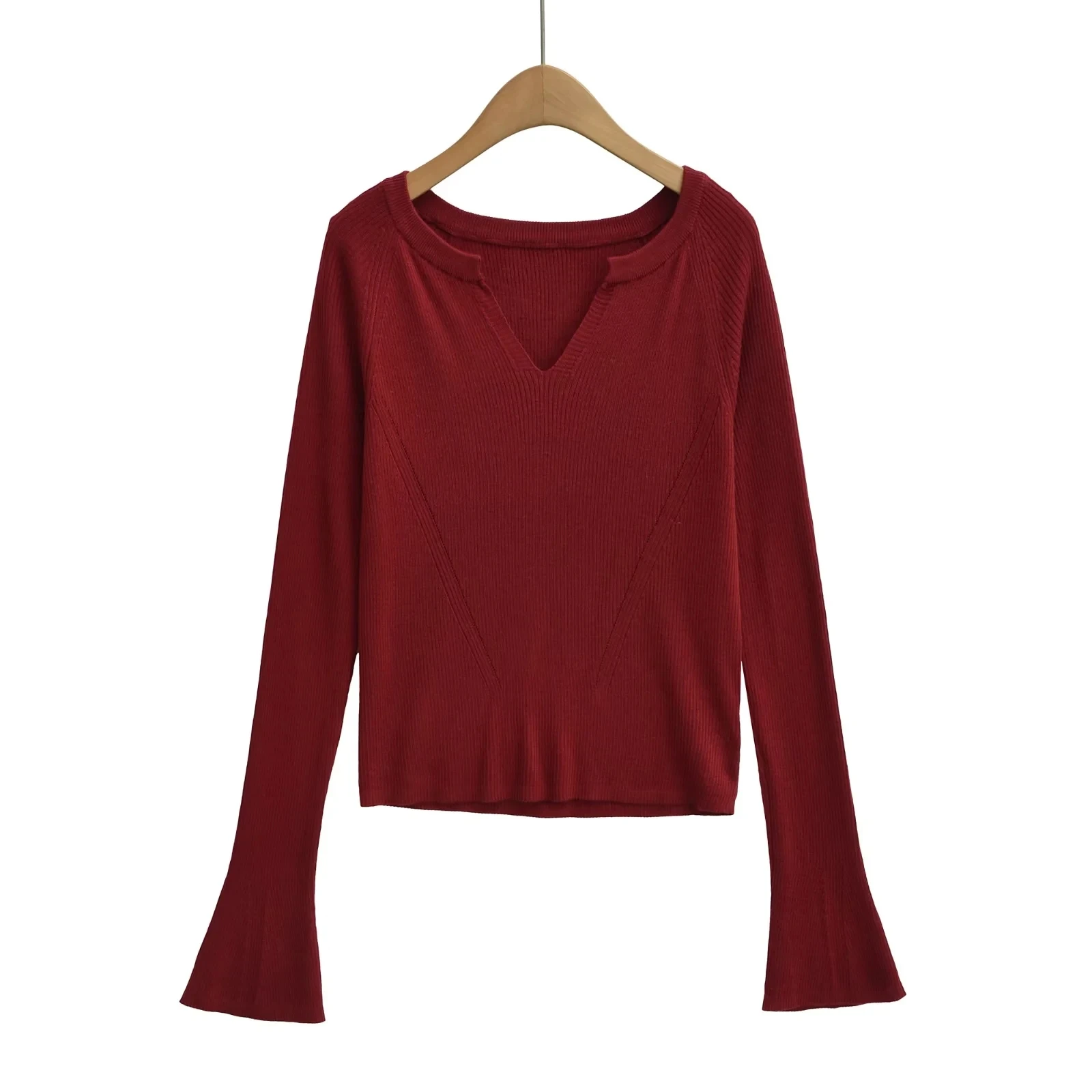 Slim Fit ort gebreide trui Dames Bell Sve V Ne Design Sexy Sle Inner Wear Bovenkleding Casual Daily Faion Top