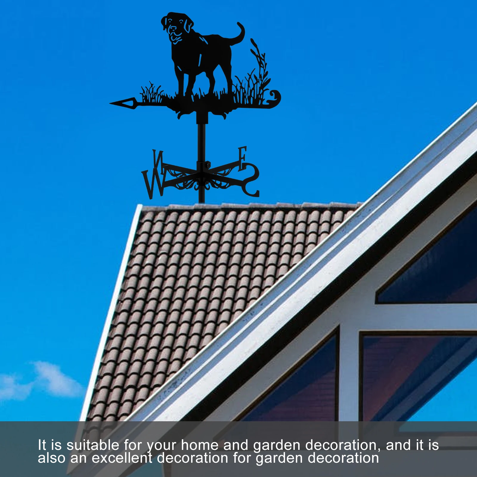 Dog Weather Vane Metal Animal Wind Direction Decorative Dog Weathervanes Creative Black Dog Ornament Indicator for Outdoor Patio