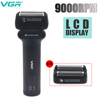 VGR V368 Mens Electric Shaver with Double Foil Washable 9000RPM DC Motor Professional Barber Shaver Electric Shaver for Men