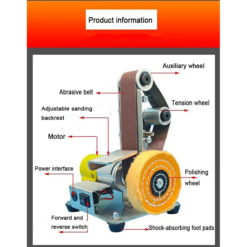 Imagem -05 - Mini Lixadeira Elétrica Máquina de Polimento 10 Cintos de Areia Faça Você Mesmo Madeira Acrílico Jóias Facas Sharpening Tool