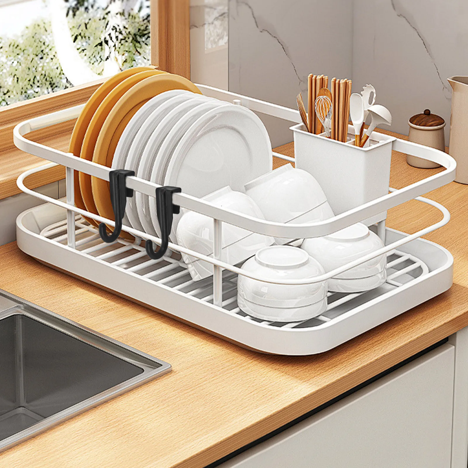 

Black Plastic Over The Door Hook Microwave Oven Holder Versatile Space-Saving Rack for Kitchen Bathroom Office