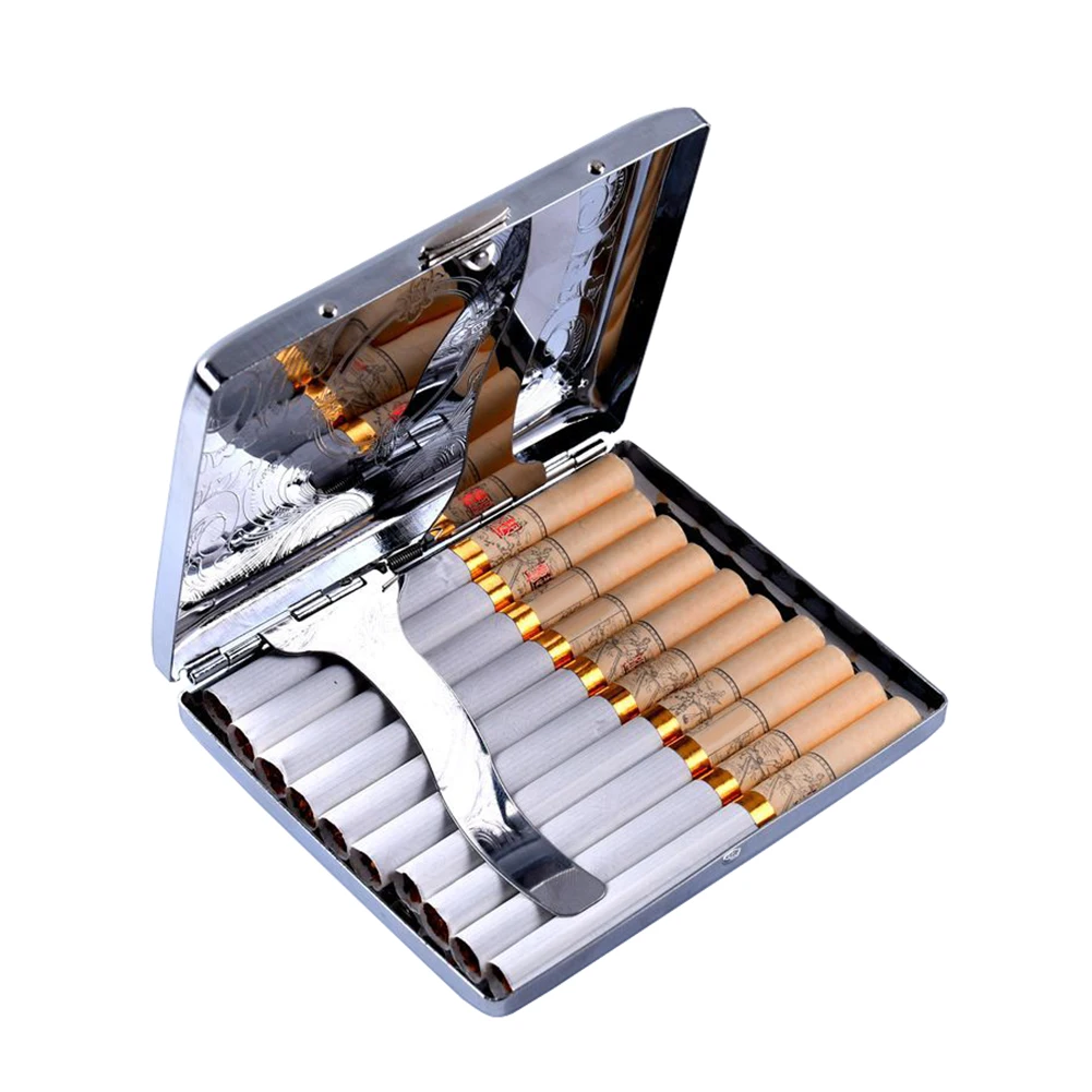 New Metal Cigars Cigarettes Cases For About 20 Sticks Cigarette Stainless Steel Tobacco Cigarette Boxes Tools 1PC