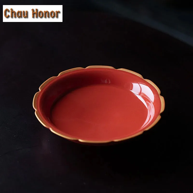 

Бутиковый дворец, красный керамический поднос для чая кунг-фу, подшипник для горшка, фарфоровая еда в китайском стиле, тарелка для фруктов и закусок, аксессуары