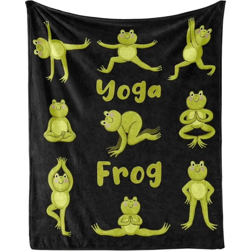 Extra Large Frog Blanket - Yoga Pose Designs with 