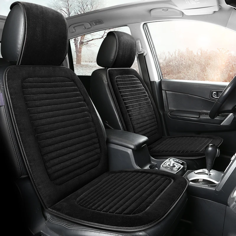 Winter short plush car single seat cushion thickened warm non-slip integrated single seat cushion