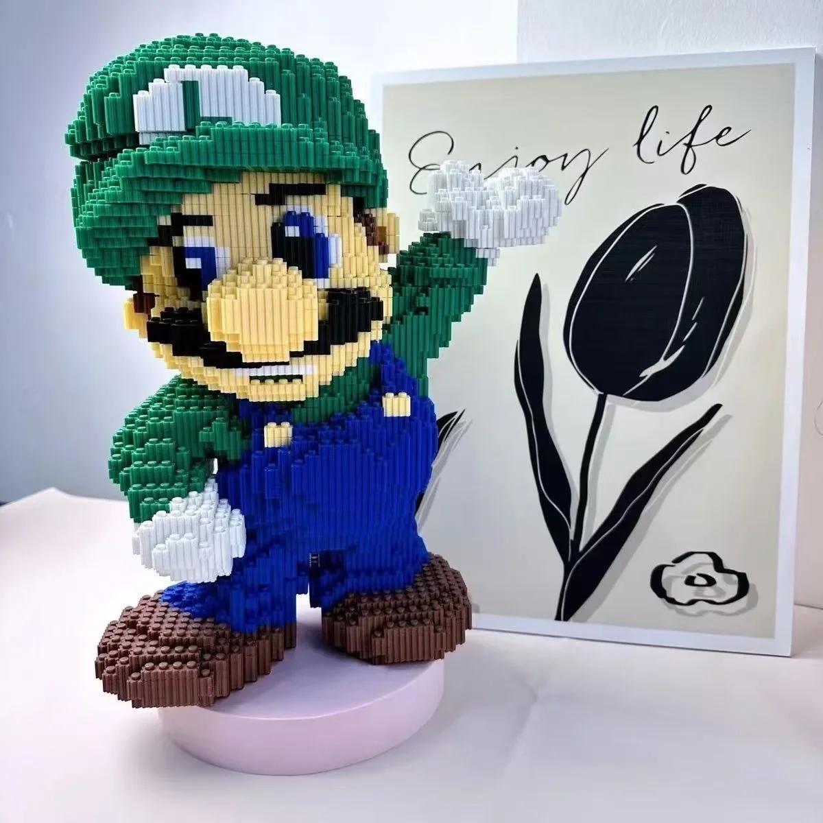 빨간색과 녹색 작업복 형제 세트 만화 블록 장난감 어린이 조립 장난감 크리스마스 선물