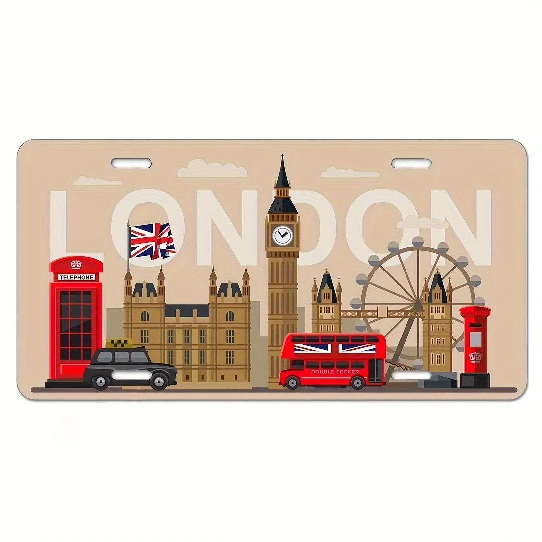 2D Flat, 2D Flat Decorative Sign & Plaque London, UK Durable Plaque Frame 6*12 Inches/15*30cm with 4 Holes, 2D Flat