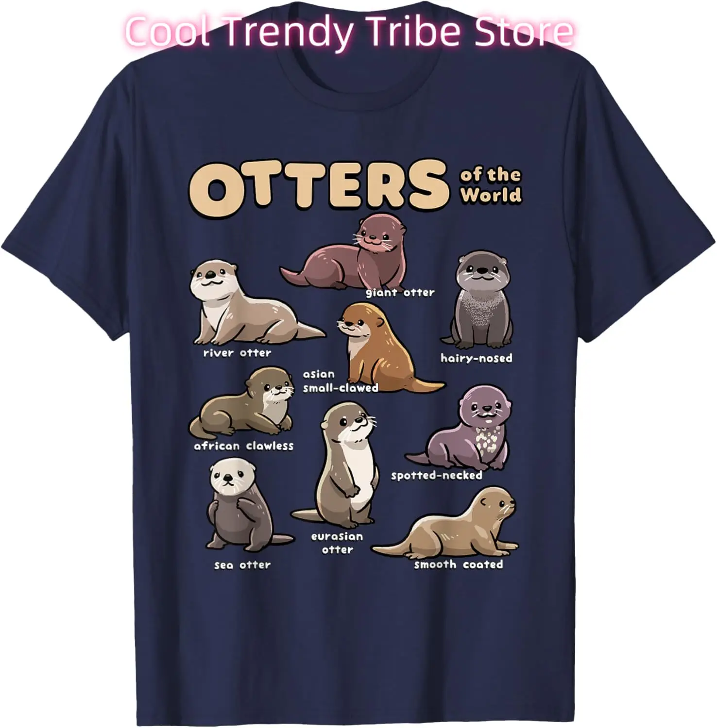 Otter Sea Animals of the World Chibi Otter Lover Educational T-Shirt