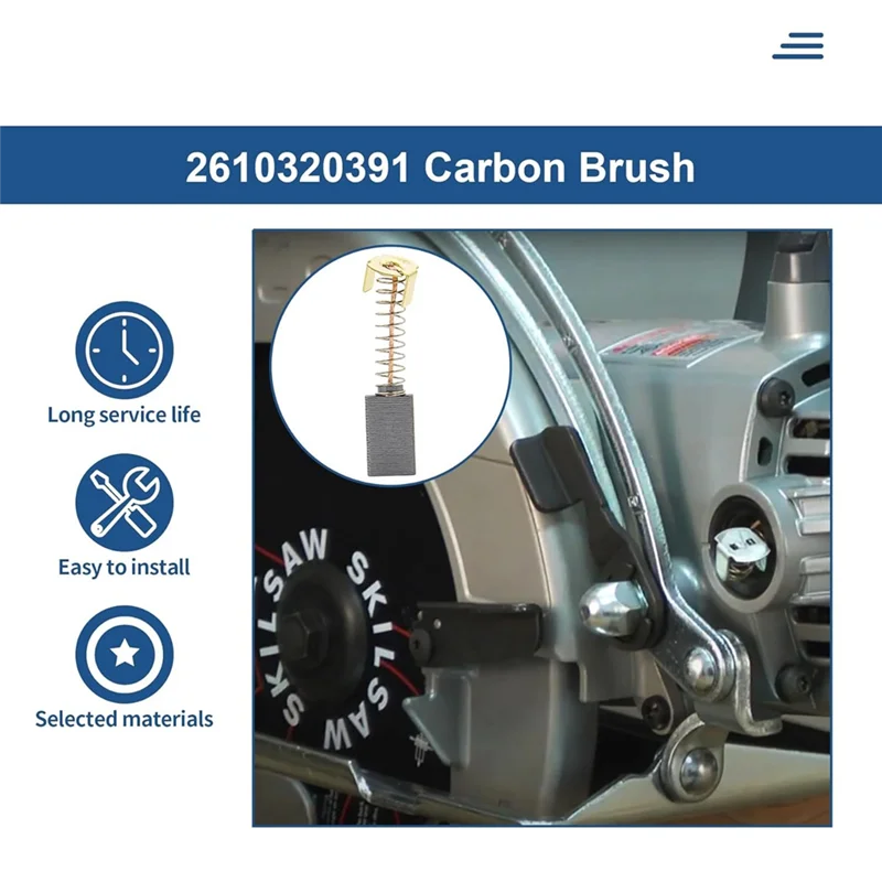 2025 Hot Style 2610320391 Carbon Brush For 1619X08020 1619X07410 1619X01351 Compatible With HD77 - S77 CIR Saw (6/Pack)