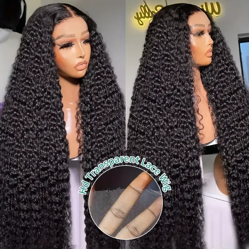 30 34 Inch Curly Human Hair Lace Frontal Wig 13x4 Kinky Curly HD Transparent Brazilian Remy Pre Plucked 4x4 Lace Closure Wigs