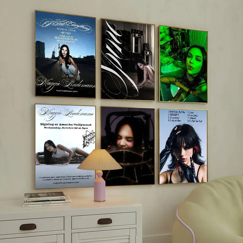 Sänger M-Maggie L-Lindemann Let Me Burn Poster HD Art Sticky Wall Wasserdicht Home Wohnzimmer Bar Dekoration