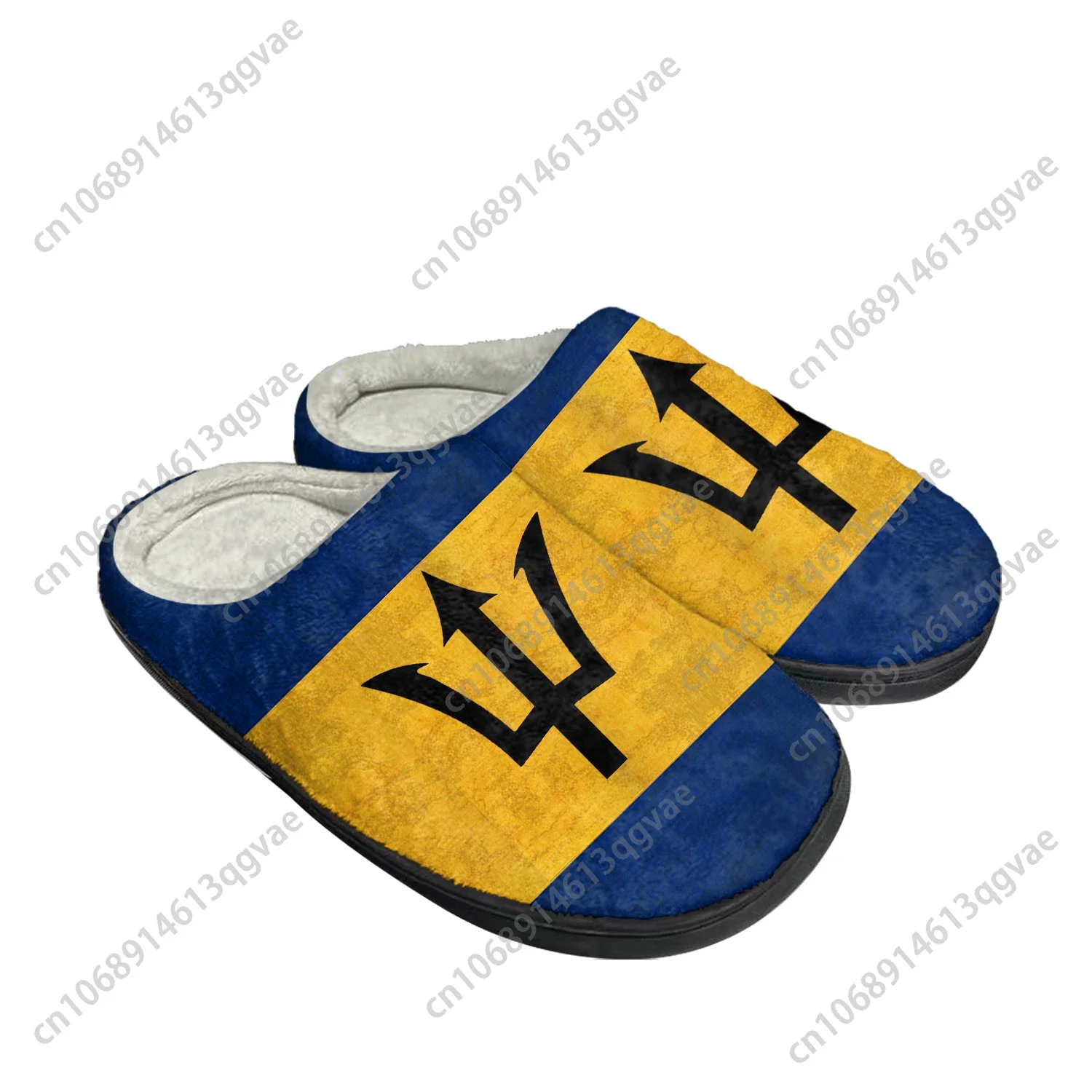 Barbados Flag Home Cotton Custom Slippers Mens Womens Sandals Barbados Plush Bedroom Casual Keep Warm Shoes Thermal Slipper