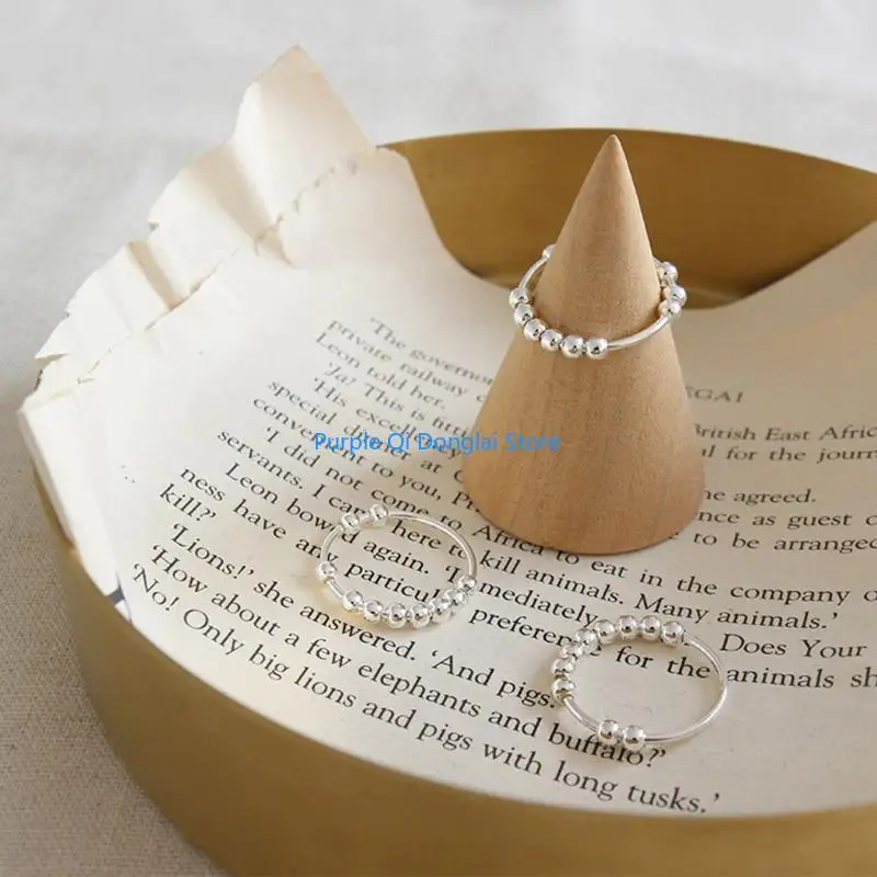 L21E Anti Anxiety Ring Women Men Rings Spinner Beads Rings Anxiety Worry Peace Rings Relieving Stress Bands