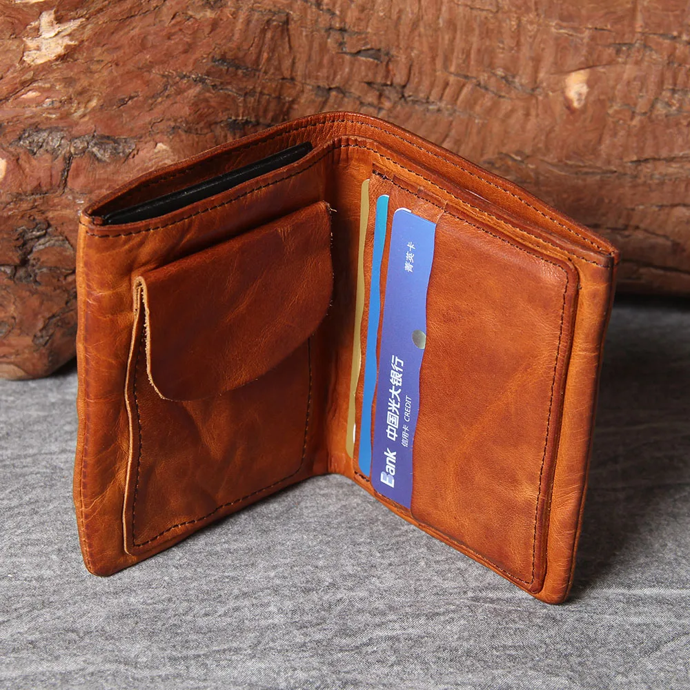 S.WORKER Vollnarbiges Rindsleder-Portemonnaie Vintage Slim Bifold Geldbörse für Herren Business – Detail 18