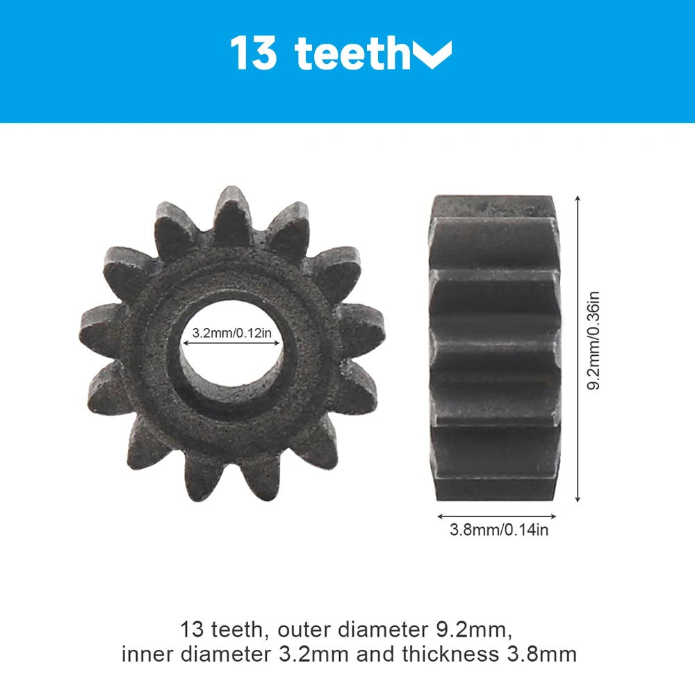 Mini dc engrenagem do motor 9/11/12/13/14/15 dentes, metal substituição engrenagem para 10/12/14.4/16.8/18/21/25v, para o fã, ferramenta home, brinquedo, 1pc