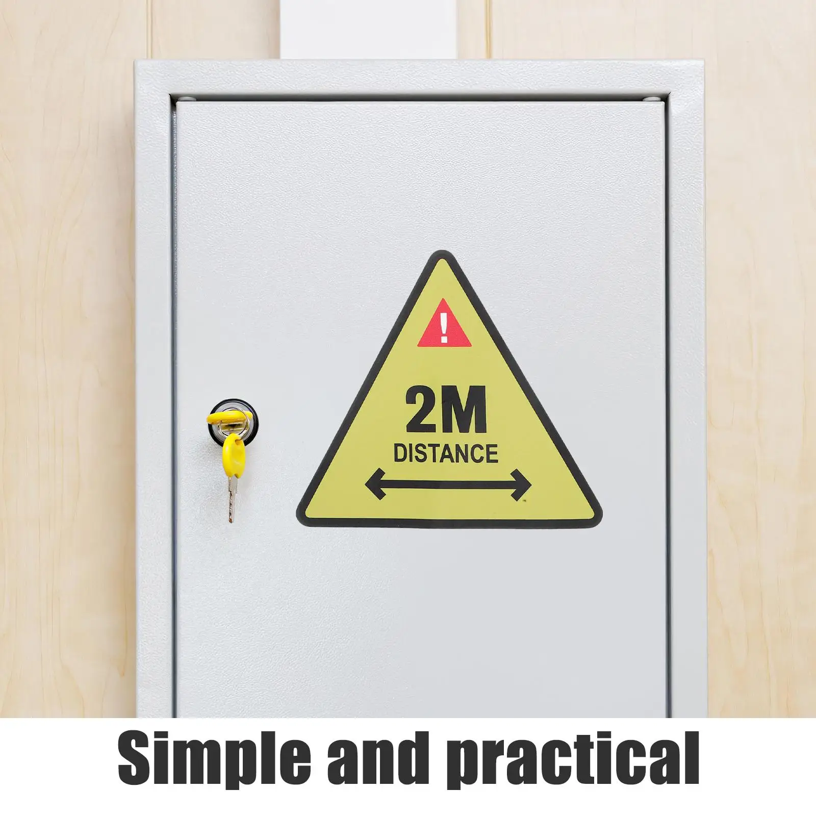 Safety Warning Stickers 2M Distance Danger Signs Waterproof Reusable Adhesive Caution Labels Hazard Markers Traffic Safety Signs