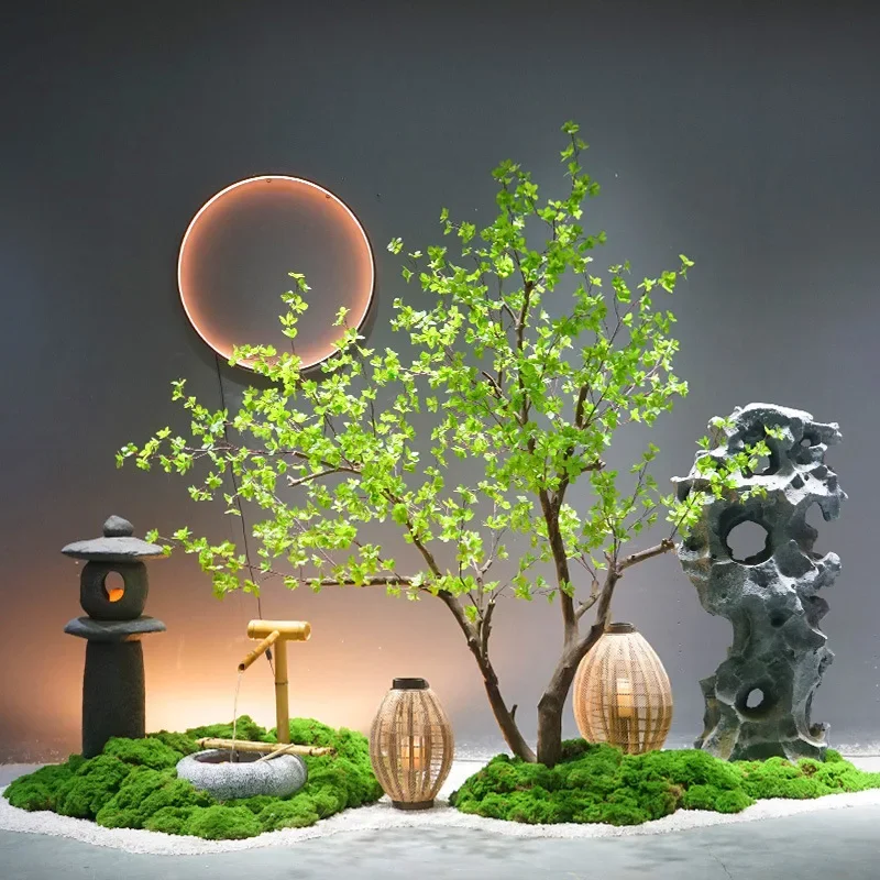 Simulation, Japanese hanging bell horse drunk wood, large fake tree, landscaping combination, indoor green plants