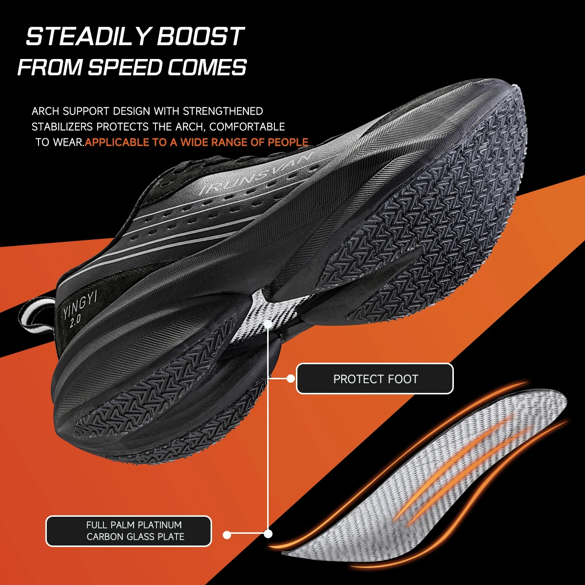IRUNSVAN Shadow Wing 2.0 PRO ماراثون نايلون كربون لوحة ماصة للصدمات احذية الجري في الهواء الطلق أحذية رياضية أحذية رجالي أسود #5