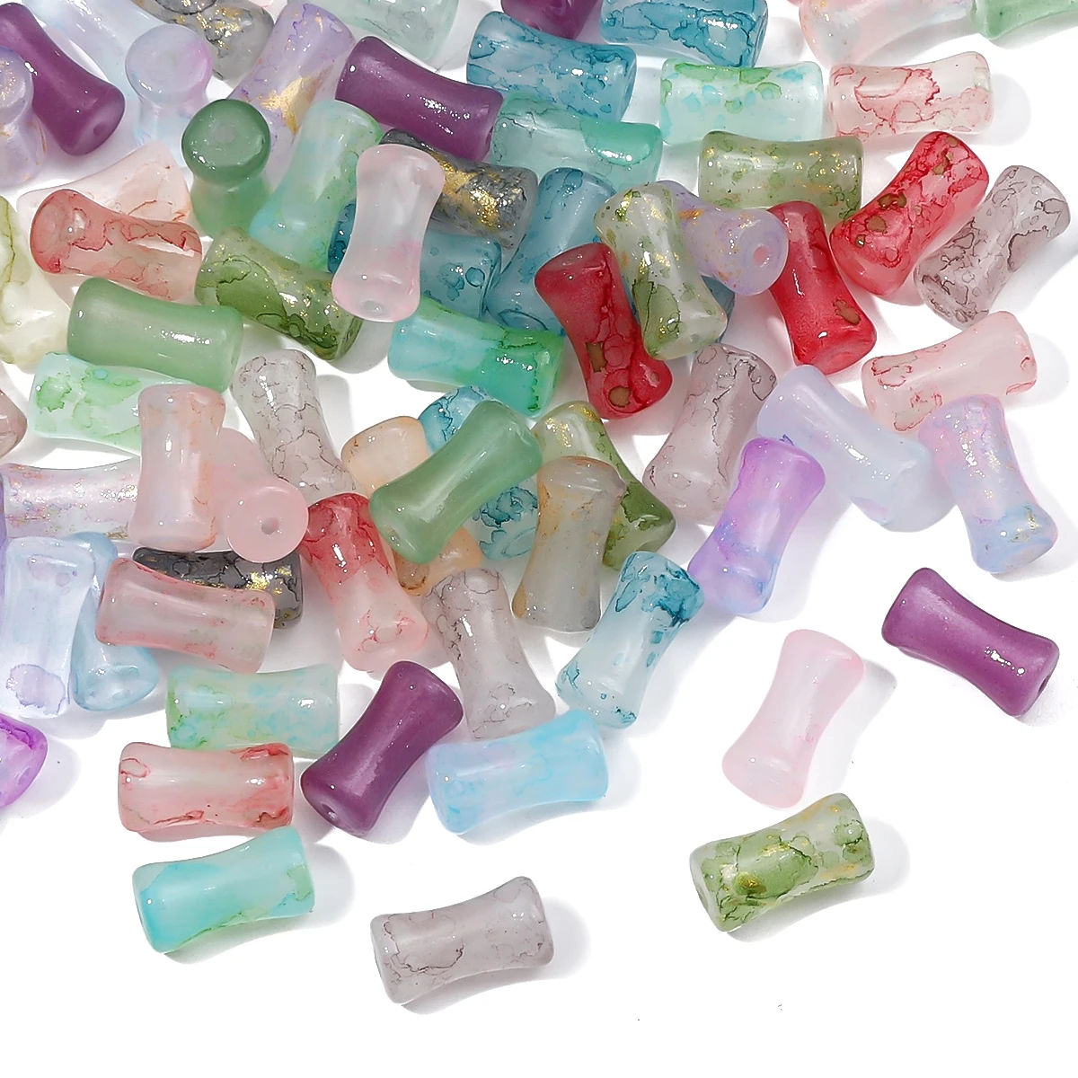 

Glass Stained Bamboo Beads For DIY Jewelry Making Bracelet Accessories 6x12mm 20pcs