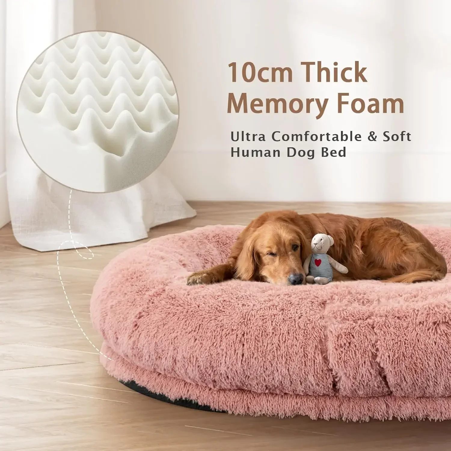 Human Dog Bed 71X45X12 Inch Giant People Bed 10 Cm Thick Memory Foam Large Oversize Pet Bed Washable Plump Pillow Blanket Strap