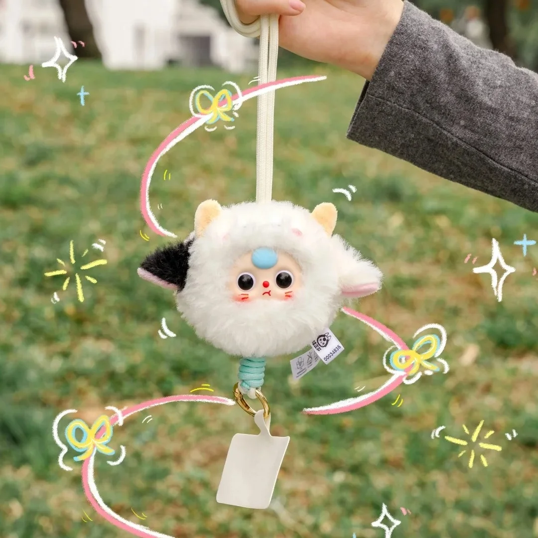 정품 아기 세 새로운 휴대 전화 매는 밧줄 블라인드 박스 펜던트 플러시 비닐 인형 장식 조수 놀이 어린이 선물