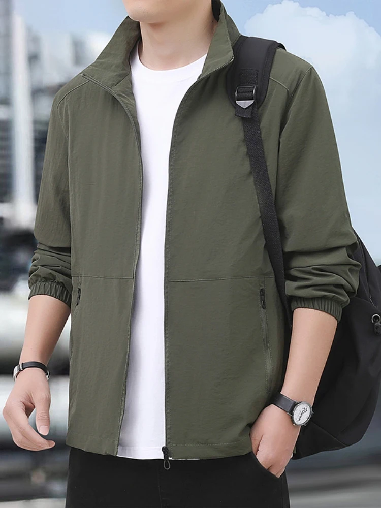 

Men's Casual Sports Jaet Outerwear Stand Collar Workwear Windproof Outdoor Faion Urban Polyester/Nylon Cosite Fiber