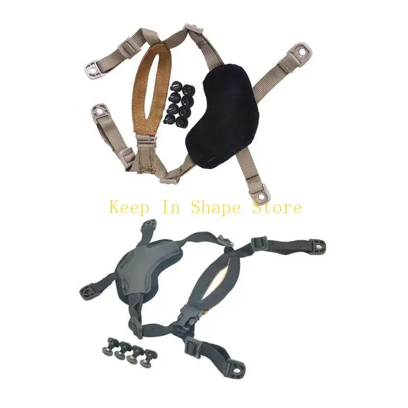 U1JC 4 Points Sport Helmet Retention Suspension System H-Nape Chin Strap Stable Under Rotational Forces Fixed Accessories