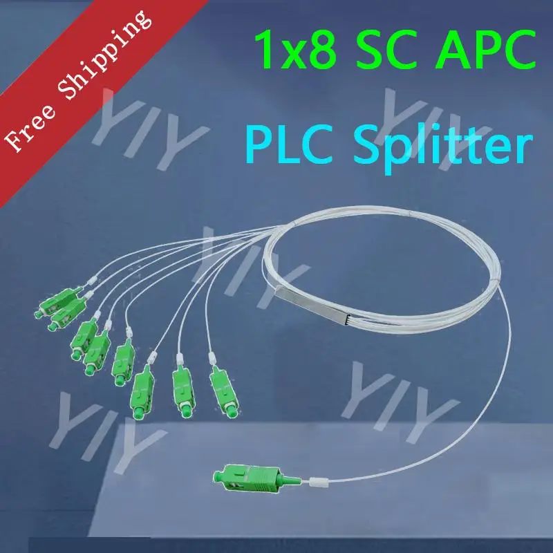 20 PCS/Lot PLC Optical Splitter SC APC 1X8 FTTH Fiber Optic Splitter FBT Optical Coupler Singlemode Simplex Steel Pipe