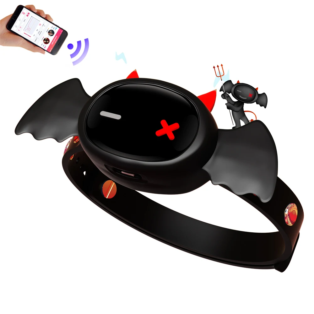 QIUI Little Devil Electric Shock Collar Dog Slave APP Remote Control Electric Stimulation Neck Collar Adult Sex Toys For Couples