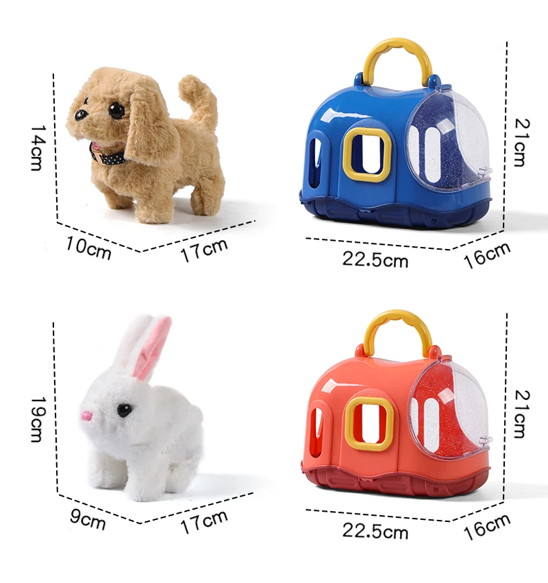 Juego de simulación de peluche eléctrico para niños, juego de simulación para el cuidado de mascotas, perro, gato, conejo, juguete educativo para