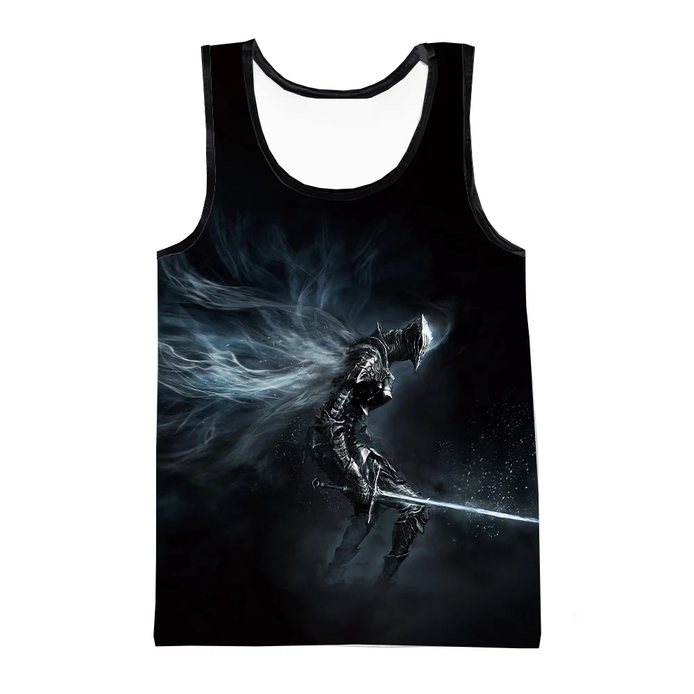 Summer Dark Souls Game 3D Print Tank Tops Men\'s Fashion Oversized Sleeveless Tank Top Bodybuilding Fitness Gym Vest Man Clothing