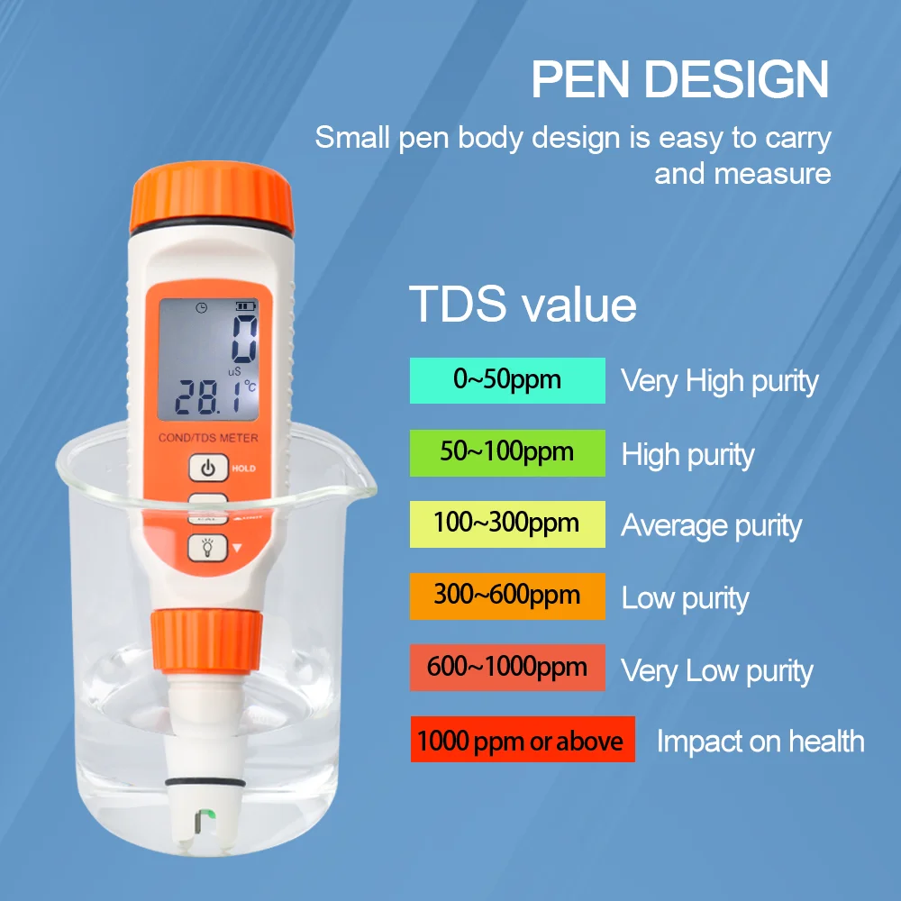 Professional 3 In 1 Water Quality Detector Conductivity Meter TDS/COND TEMP Analyzer Total Dissolved Solid Temperature Tester