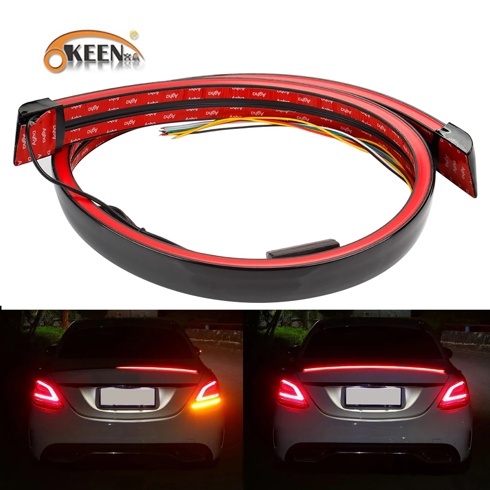 

1PC Car Spoiler Tail Lights Led Taillights Auto Driving Brake Turn Signal Rear Lamp Car Accessories Universal Carbon Fiber 12V