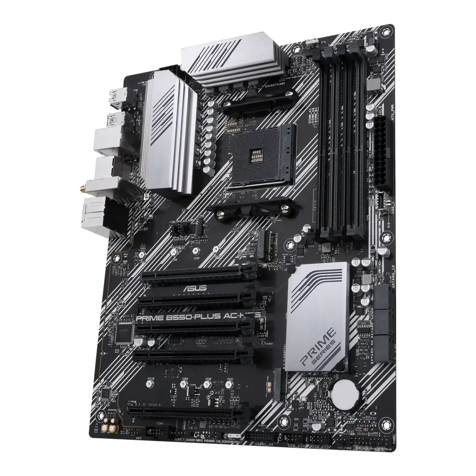 ASUS PRIME B550-PLUS AC-HES Motherboard Socket AM4 CPU DDR4 4866 (OC) Memory Chipset B550 ATX Mainboard - 4