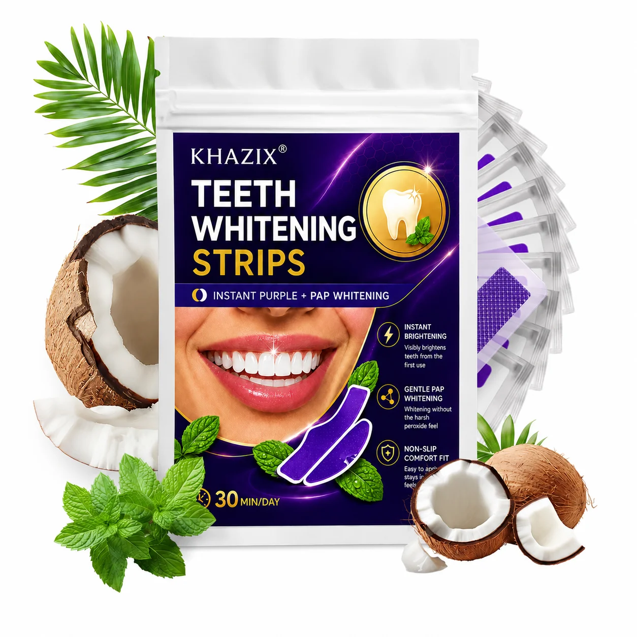 1/7 Pairs Teeth Whitening Strips for Whiter-Looking Smile, Flexible Tooth Strips Easy to Apply for Daily Cosmetic Care