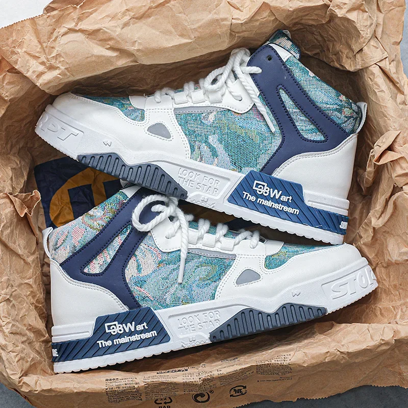 Nuevos zapatos deportivos de caña alta, zapatos versátiles de suela gruesa, zapatos casuales de moda de lona antideslizantes para hombres