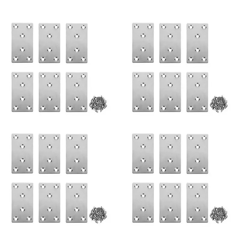 

VEHO-24 шт. Прямые ремонтные пластины-скобы, сверхпрочные плоские кронштейны из нержавеющей стали для ремонта мебели и дерева