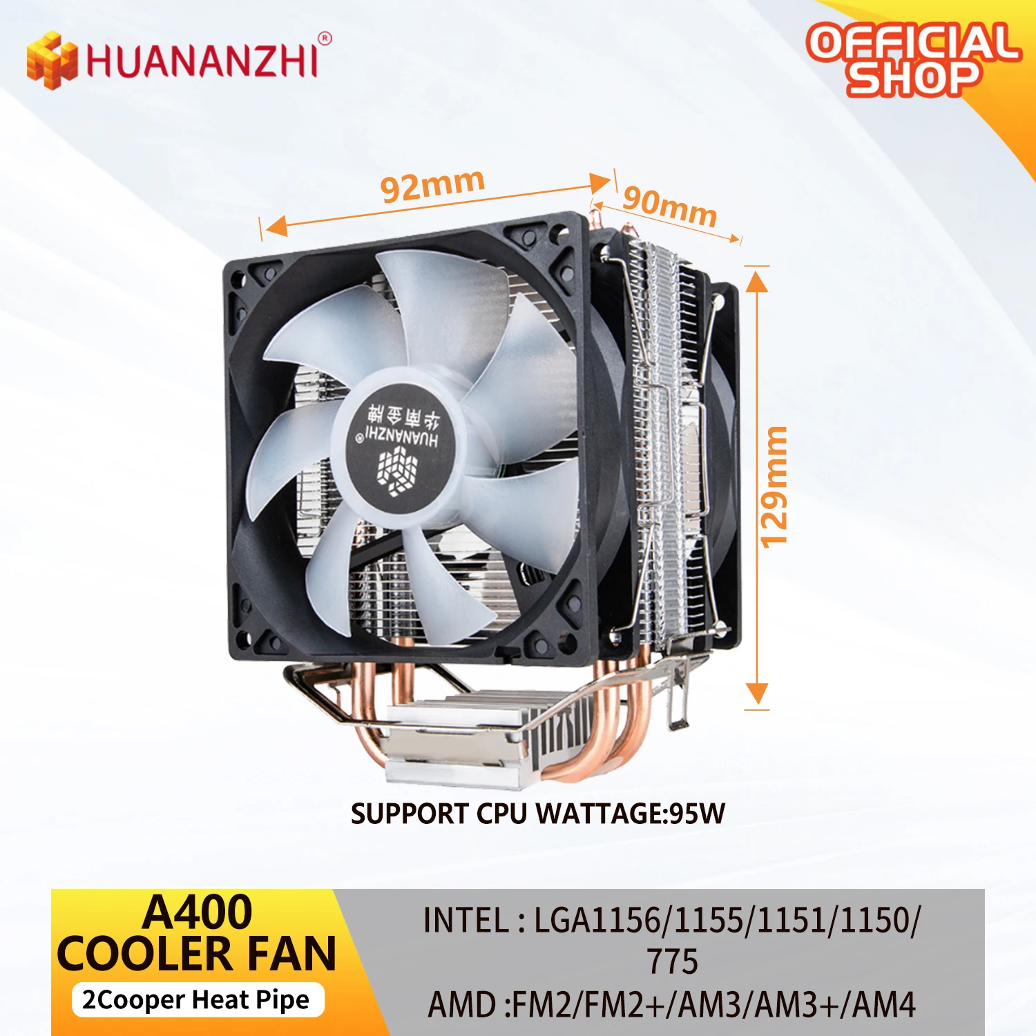 HUANANZHI CPUファン LGA2011 A500 A700 A06 4および6銅製ヒートパイプ