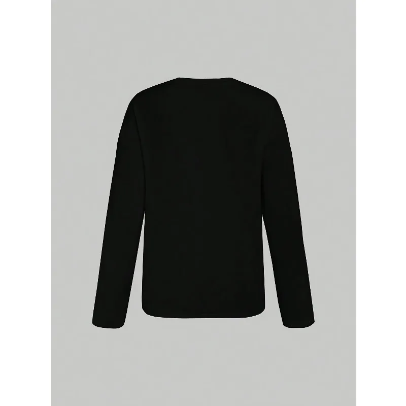 Black pure cotton long sleeved T-shirt, simple and elegant, suitable for both business and leisure
