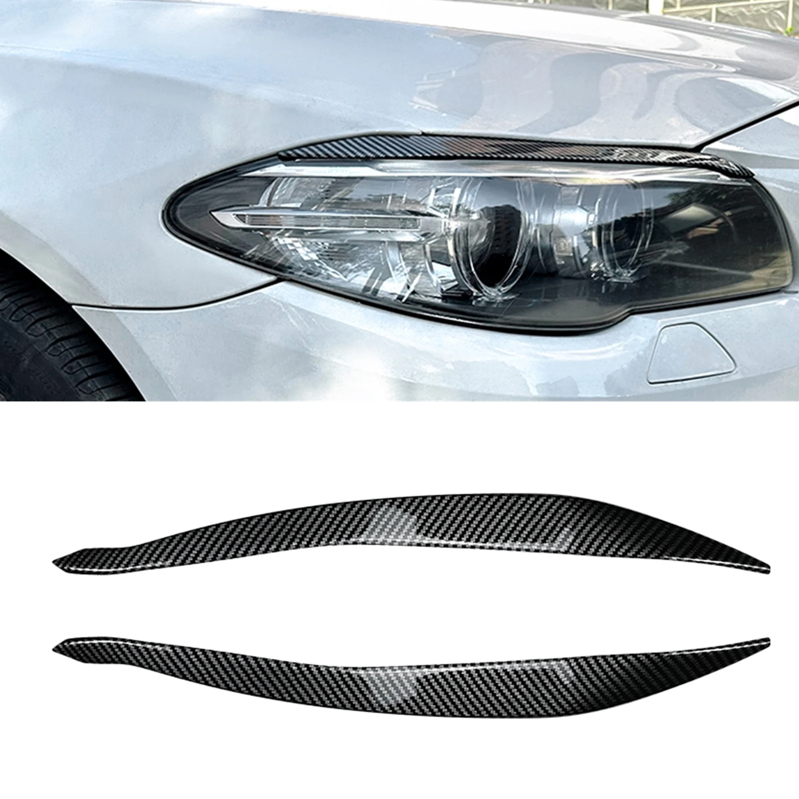 

Headlight Eyelid Eyebrow Trim Front Head Lamp Cover Lid Headlamp Brow Sticker For BMW 5 Series F10 F11 525i 520i 530i 2015-2017