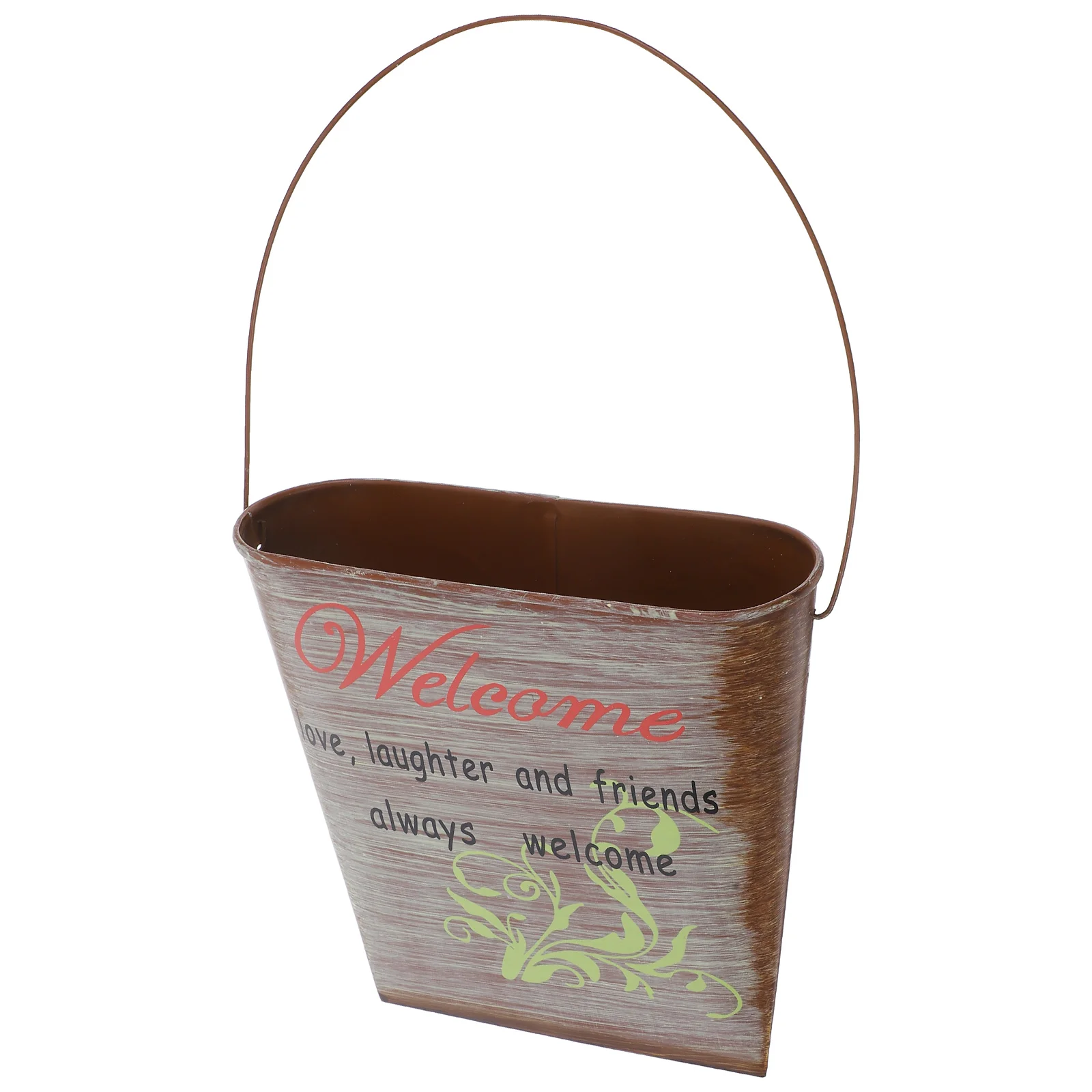 

Retro Iron Flower Pot White Wall Mounted Hanging Container Home Decor Tin Bucket Vintage Gardening Accessories Space Saving