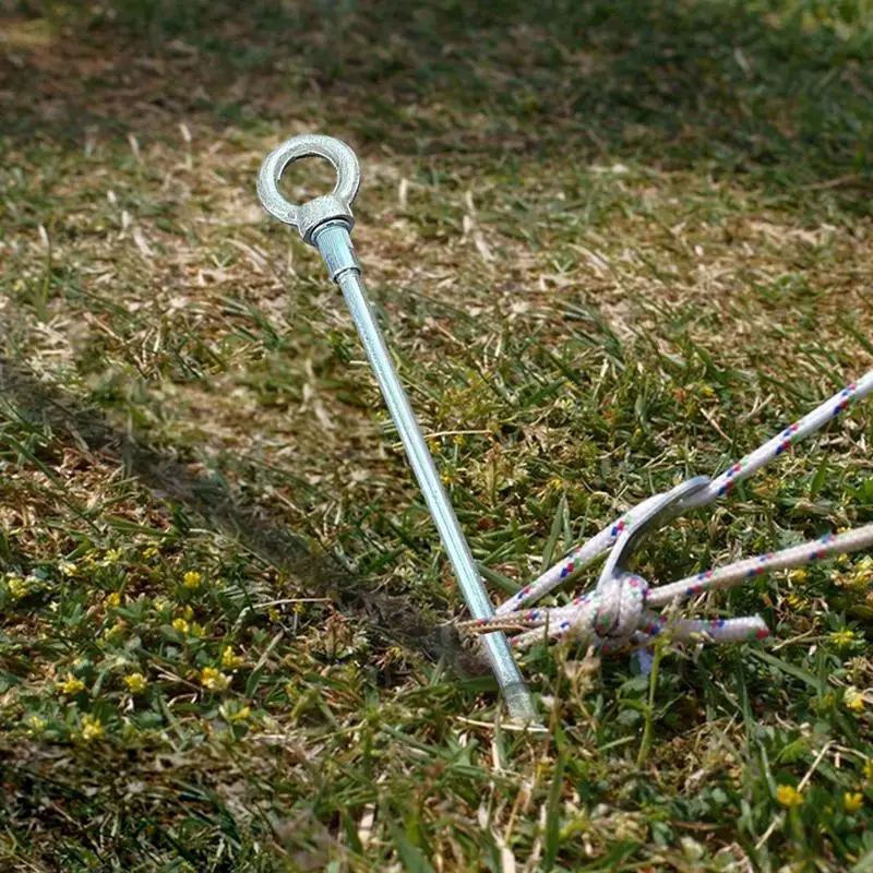 

Camping Tent Pegs 6 Pieces Metal Yard Tent Pegs Outdoor Carbon Steel Heavy Duty Ground Rod Nail Stable Lawn Parasols Anchors For
