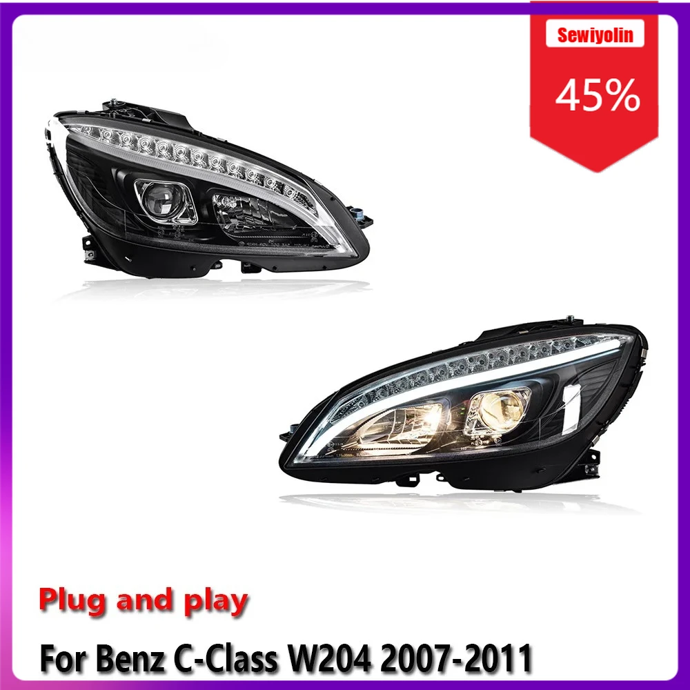 

Автомобильные светодиодные лампы Sewiyolin в сборе для Benz C-Class W204 2007-2011, противотуманные фары DRL, стоп-сигналы поворота Plug and Play