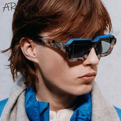 Rectangle Double Color Punk Sunglasses Men Women Brand Designer Fashion Square Sun Glasses For Male Vintage Thick Frame Eyewear