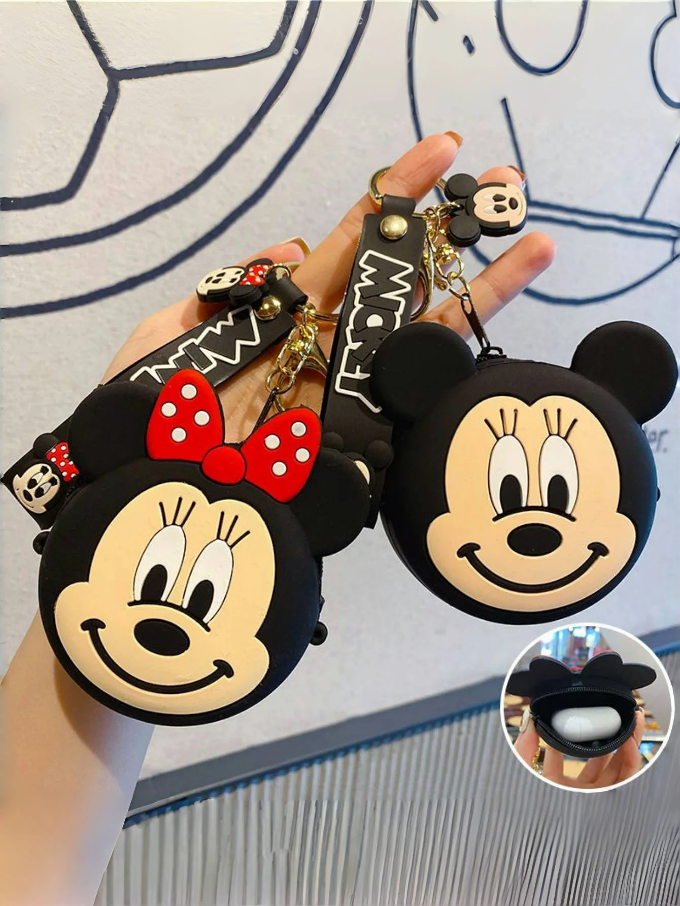 1 قطعة ميكي ميني ماوس حقيبة كروسبودي للنساء الكرتون الشكل ميني ميكي لطيف هلام السيليكا الكتف مفتاح سلسلة حقيبة الملحقات
