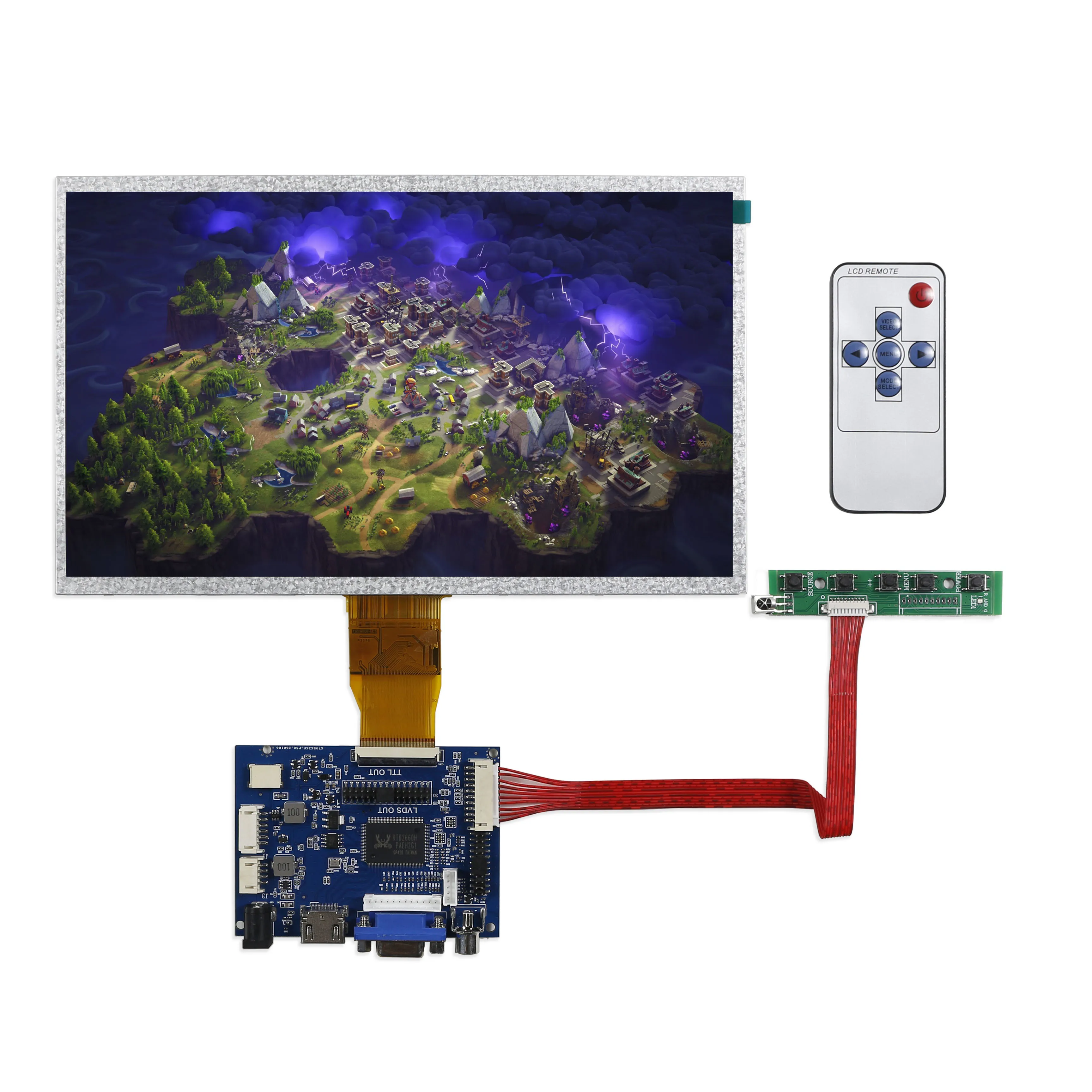 

10.1 Inch 1024*600 Monitor Kit HDMI+VGA+2AV Control Driver Board TFT LCD Screen Display For Lattepanda Raspberry Pi Banana Pi PC